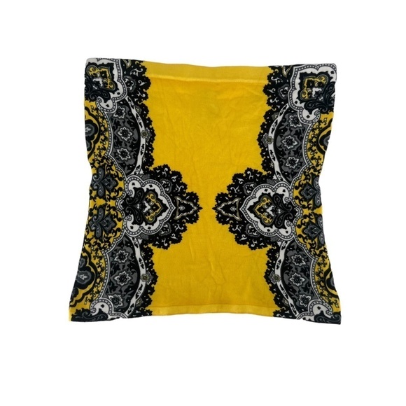 Caché Yellow Black Geometric Skinny Mini Skirt Size Medium Women’s - Picture 3 of 5